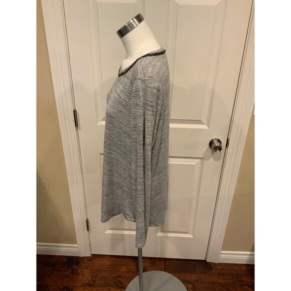 Juicy Couture Gray Heathered Knit Top w/ Jewel Neckline, Size Large - Picture 4 of 7